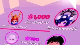 donating 1,000 robux to my friend  in literally pls donate