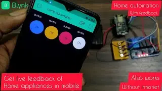 Home autommation using blynk with on off feedback on mobile | Manual switch | Node MCU[ESP8266]