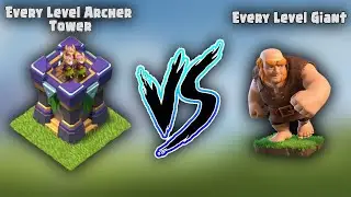 Archer Tower Level 1-Max Vs Giant Level 1-Max (1vs1) | Clash of Clans #clashofclans #coc #supercell