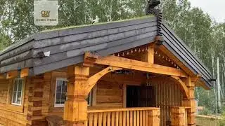 Обзор рубленной бани 25 кв.м. с верандой