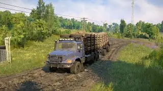 transporting a Medium Logs in Crossroads map | snowrunner