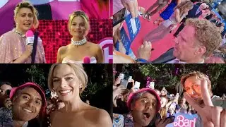 Barbie cast meeting fans signing autographs during London Premiere