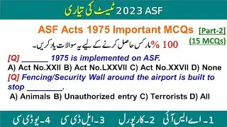 ASF Act 1975 Important MCQs (Part-2) for ASF Test Preparation 2023 | ASF related MCQs