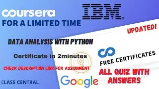 Data Analysis with Python,(week1-6) All Quiz Answers.