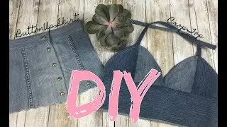 Two Denim DIY's - Button Up Skirt & Crop Top using Denim Scraps!