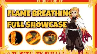 FLAME BREATHING FULL SHOWCASE + TRAINER LOCATION (3rd Skill Update) | DEMON SLAYER RPG 2 [ROBLOX]