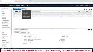Step by Step process to take EBS Volume Snapshot and recovering data
