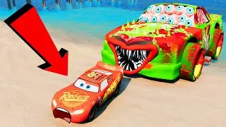 Epic Escape From Lightning McQueen Demons & Mater Eater | McQueen VS Mater Greater Eater in BeamNG