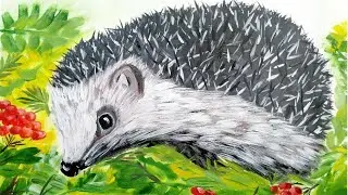 Ёжик гуашью! Рисунок для детей!