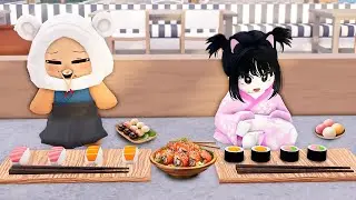 BAMBINI ASSAGGIANO SUSHI CRUDO per la PRIMA VOLTA su BERRY AVENUE ROBLOX!