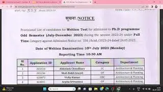 NIT Patna shortlisted candidate list PhD Admission 2023 | PhD Admission 2023