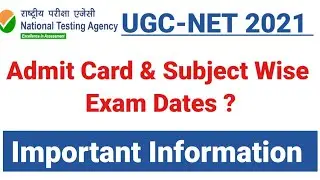 🔴UGC-NET 2021 Subject Wise Exam Date ।। Ugc Net Admit Card 2021 ।। Nta Net 2021 ।। UGC-NET Oct 2021