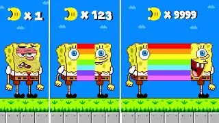 Finish the pattern? Every Moons Makes SpongeBob LONGER to RAINBOW Imagination 🌈 Mario Maze Level Up