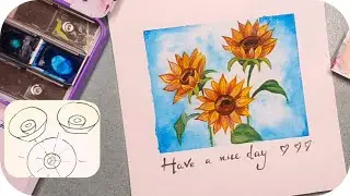 💛Как нарисовать подсолнух🌻 Beautiful sunflower painting idea | How To Draw a Sunflower Step-by-Step🌞