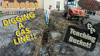 Tractor- Trenching with the FEL -INSTALLING A GAS LINE!