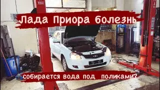 Water is collecting under the floorboards in my Lada Priora. How can I fix it in 24 hours?