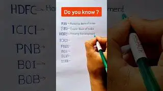 RBI/SBI/HDFC/ICICI/PNB/BOI/BOB/IDBI Full Form 