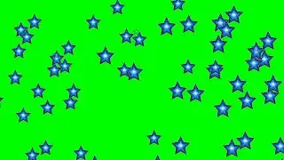 Bright blue star raining green screen video.