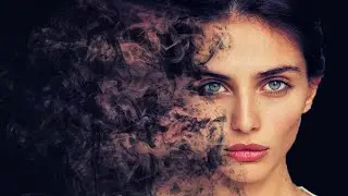 Smoke dispersion face. Photoshop effect tutorial.
