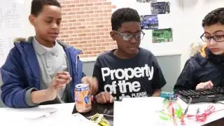 Kids Showing Makey Makey with every day object