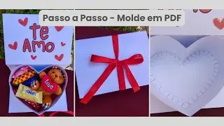Caixa surpresa com coração. Passo a passo com molde.