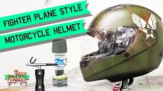 How I Spray Paint and Airbrush a WW2 Fighter Plane Inspired Motorcycle Helmet with fake rust