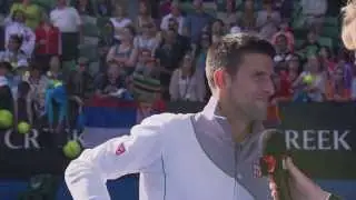 Novak Djokovic impersonates his coach Boris Becker after win against Fabio Fognini TRUE HD