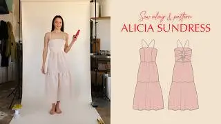 Sun Dress DIY  | How to sew Alicia midi tiered gathered dress with open back @thehouseoftextiles