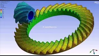 ANSYS Workbench Finite Element Analysis -  Simulation of spiral bevel gears in motion