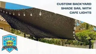 Custom Backyard Shade Sail with Café Lights | Shazeebo Shade Sails | Custom Sail