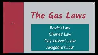 The Gas Laws (Boyle, Charles, Gay-Lussac, and Avogadro)