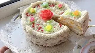 Торт с консервированными персиками