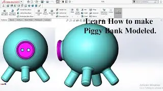 Learn how to make piggy bank modeled. Learn Solidworks Tutorials.