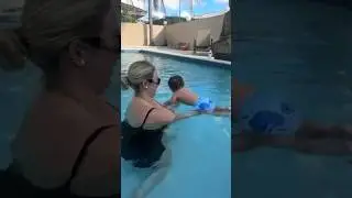 Teaching Baby Roman how to swim 😱