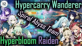 NEW Genshin Impact 3.4 Spiral Abyss Floor 12 - Raiden Hyperbloom & Hypercarry Wanderer (9 Stars)