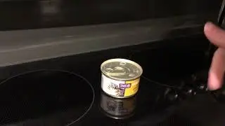 Opening a can of cat food with one hand
