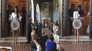 Maricarmen Marín cantó Himno Nacional en la Casa Blanca