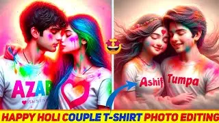Happy Holi couple  T-shirt photo video editing 🤩 || wings name Holi image || Holi photo kaise banaye