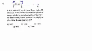 HAREKET PROBLEMLERİ - KOLAY SORU ÇÖZÜMLERİ