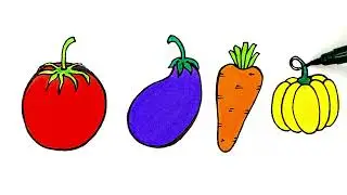 vegetables drawing | how to draw tomato, brinjal, carrot & pumpkin | #vegetablesdrawing | evas art