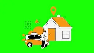 Green Screen: Cab Taxi Animation:  No Copyrights