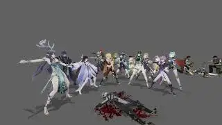 Genshin impact character dancing California Girls over dead Dottore body