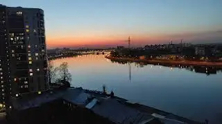 Красота закат в  Питере с балкона в прямом эфире