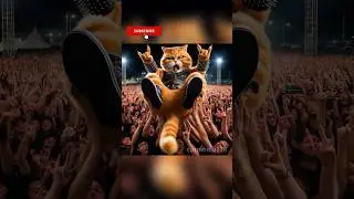 CAT MEOW 😻 🤟🫶FIVE CATS ROAR OF THE ROCK CATS #cat #cute #cartoon #aiimages