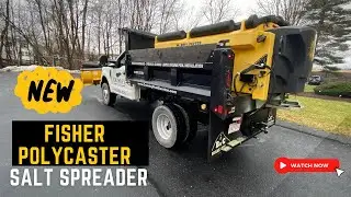 SALTING PARKING LOTS with our new Fisher Polycaster salt Spreader