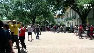 Rally at UT Austin to support 50+ staff losing jobs due to SB 17 banning DEI programs.