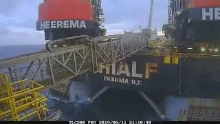 Timelapse of Crane Vessel in DP approaching a platform Offshore 🏗️🚢 #offshore #engineering #maritime