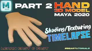 Hand 3d model #2 | Autodesk maya | Quick & Easy Low Poly model | Shading/Texturing | Timelapse