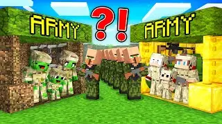 JJ's Family RICH ARMY vs Mikey's Family POOR ARMY War Battle in Minecraft - Maizen