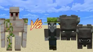 Iron Golem vs Ravage & Cabbage Minecraft Mob Battle - Iron Golem - Ravager